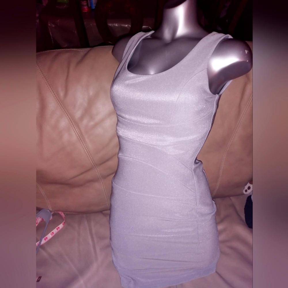 Ruby Rox Silvery-gray Bandage-design bodycon dress